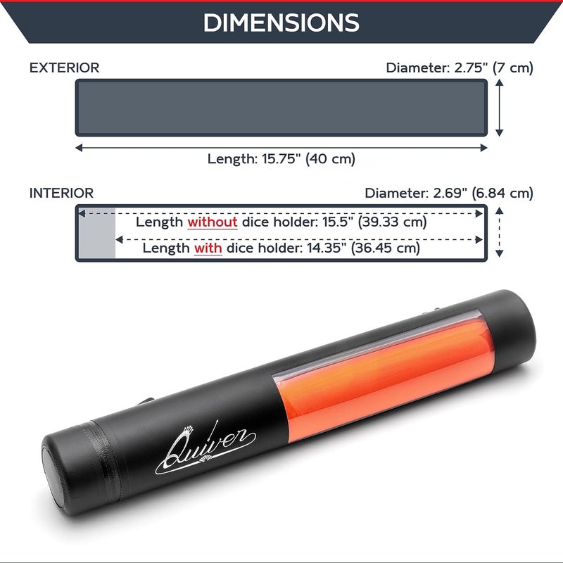 Quiver Time Black XL Orion Playmat Tube - TCG Playmat Tube Case with Waterproof Zipper, Hidden Dice Pocket, Adjustable Removable Shoulder Strap, See-Through Window, Fits 14" and 15" playmats - Image 4